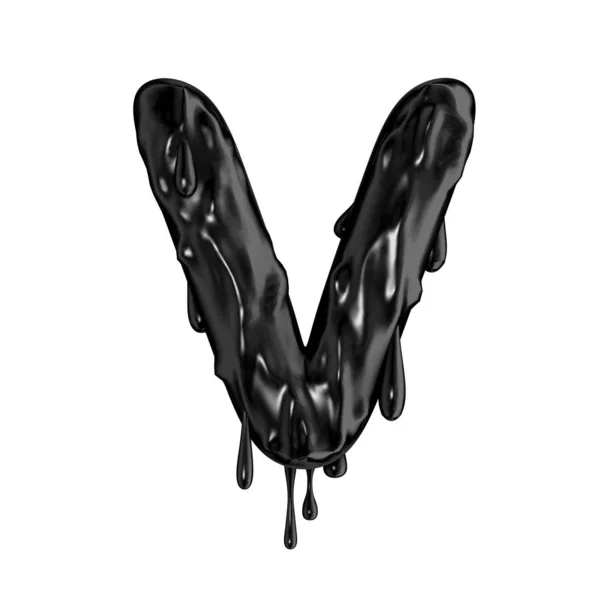 Black dripping slime halloween capital letter V — Stock Photo, Image