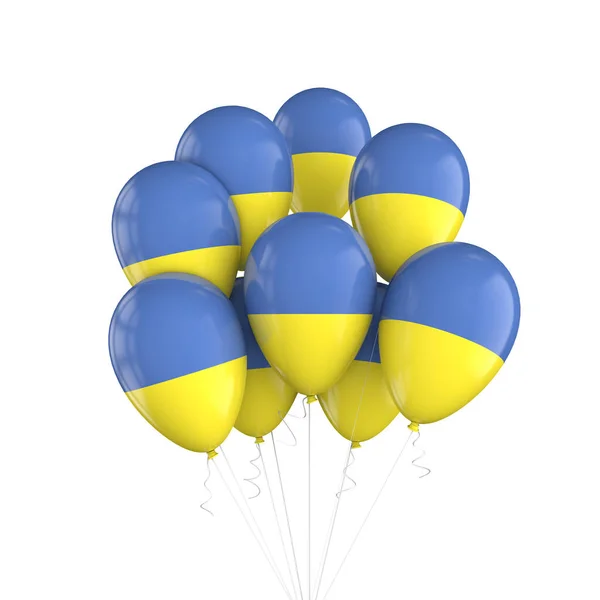 乌克兰在绳子上悬挂一堆气球。3d 渲染 — 图库照片