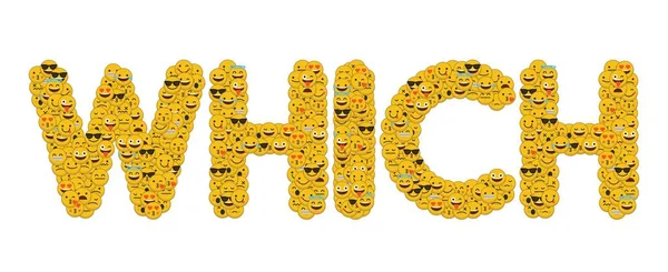 La palabra que escribió en las redes sociales emoji sonrientes personajes — Foto de Stock