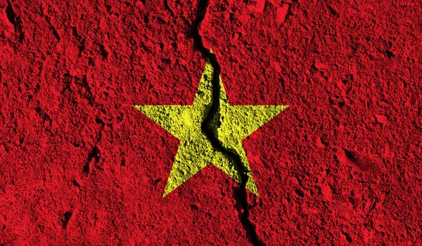 Vietnam vlag met crack door het midden. Land verdeelde conc — Stockfoto