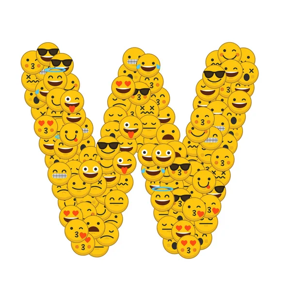 Emoji smiley characters capital letter W — Stock Photo, Image