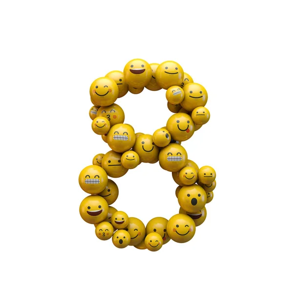 Nummer 8 Emoji Character Font. 3D-rendering — Stockfoto