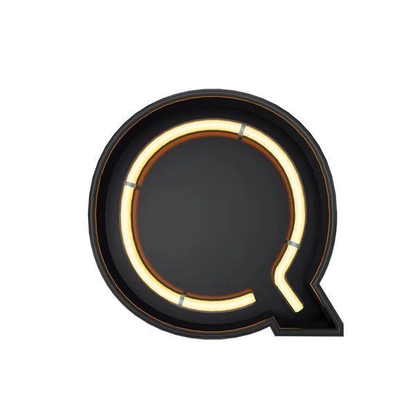 Νέο στυλ φως γράμμα Q. λαμπερό νέον κεφαλαίο γράμμα. 3D Rende — Φωτογραφία Αρχείου