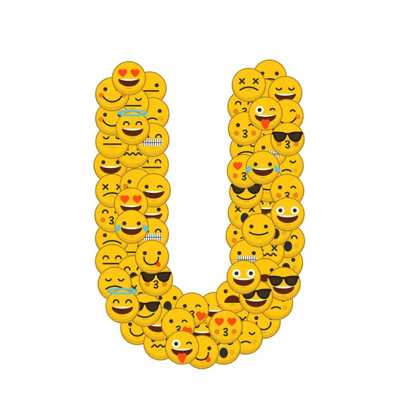 Улыбающиеся символы Эмодзи заглавная буква U — стоковое фото