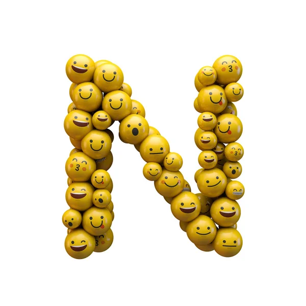 Harf N emoji karakter yazı tipi. 3B Işleme — Stok fotoğraf