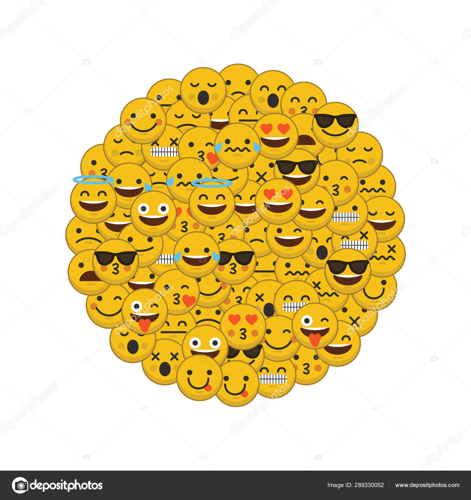 Set Of Emoji Emoticon Character Faces In A Circle Stock Photo Image By C Inkdropcreative 289330052