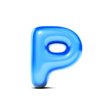parlak mektup P kabarcık yazı beyaz arka planda izole. 3D Ren