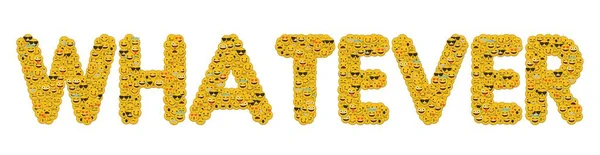 Das Wort, was auch immer in den sozialen Medien Emoji Smiley Zeichen geschrieben — Stockfoto