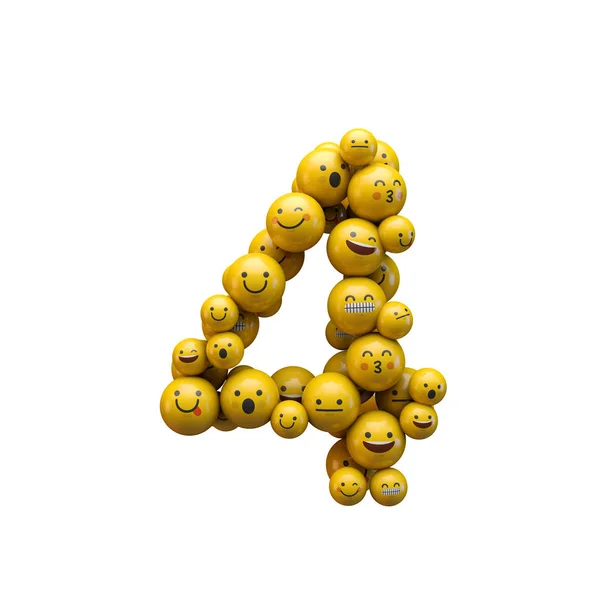 Caratteri emoji numero 4. Rendering 3D — Foto Stock