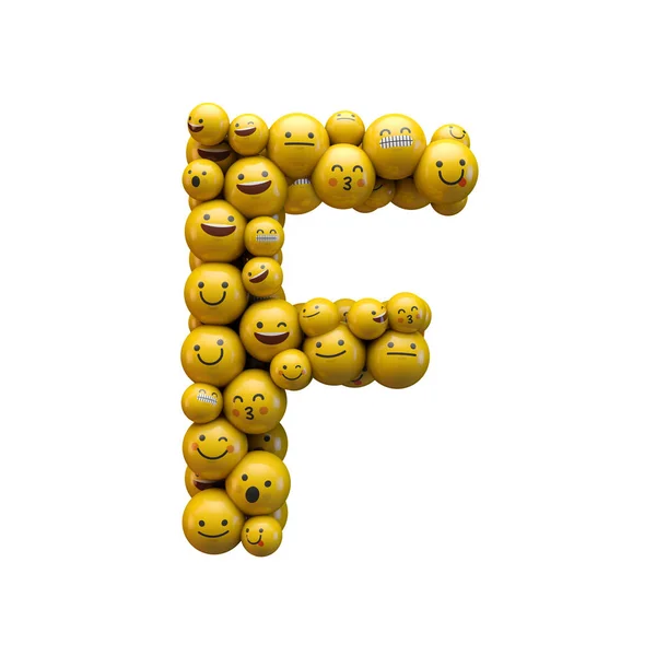 "F" betű Emoji karakter betűtípus. 3D renderelés — Stock Fotó
