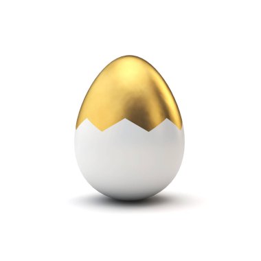 Altın ve beyaz desen lüks paskalya yumurtası. 3d Rendering