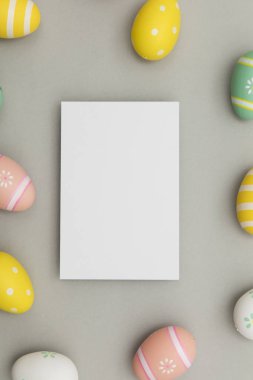 Paskalya tatili arka plan. Pastel renklerle süslenmiş Paskalya yumurtası