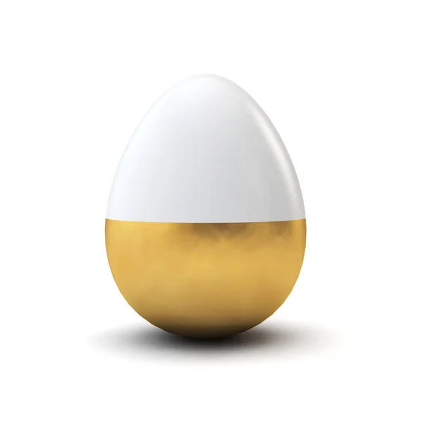 Zlaté a bílé vzory Luxusní velikonoční vajíčko. prostorové vykreslování — Stock fotografie