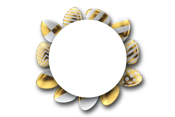 Oeufs de Pâques motif or avec espace de copie. Rendu 3D — Photo