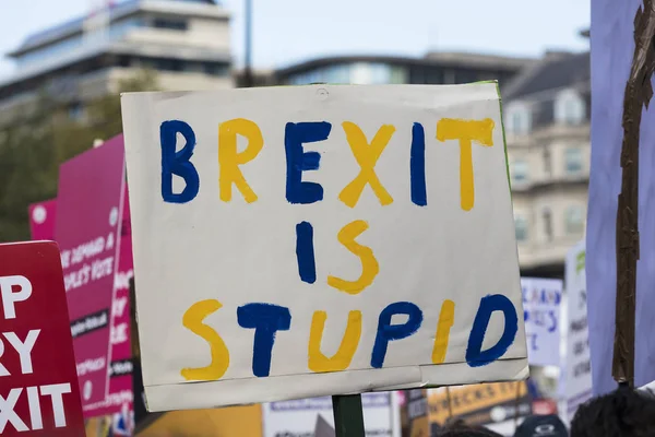 Anty Brexit protest kibiców marca w centrum Londynu — Zdjęcie stockowe