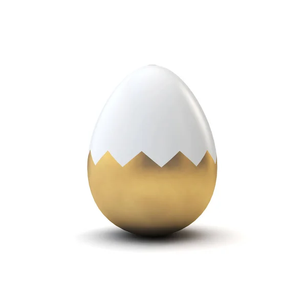 Oro y blanco patrón de huevo de Pascua de lujo. Renderizado 3D —  Fotos de Stock