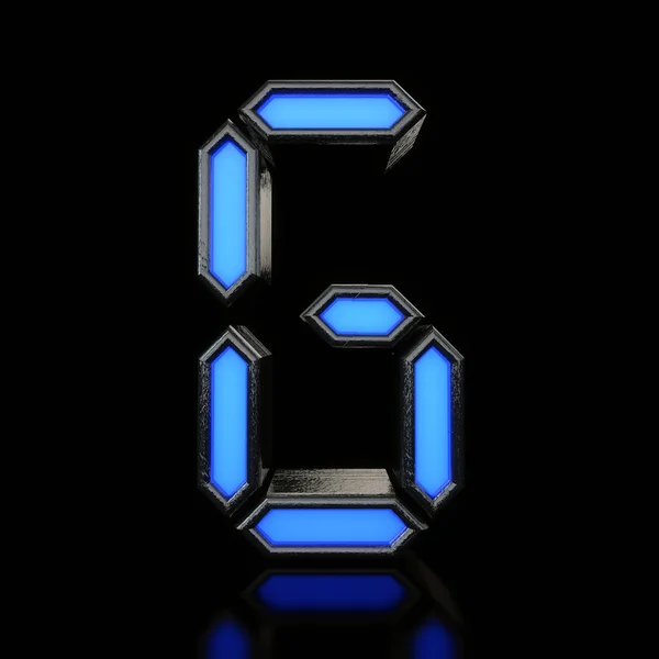 Letter G futuristische blauwe neon LED digitale lettertype. 3D-rendering — Stockfoto