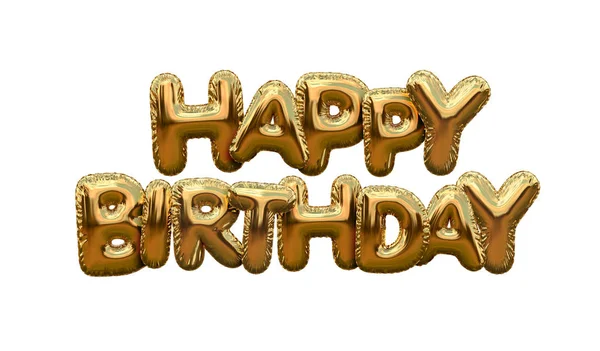 Happy birthday gold foil balloon greeting background. 3D Renderi — Stock Photo, Image