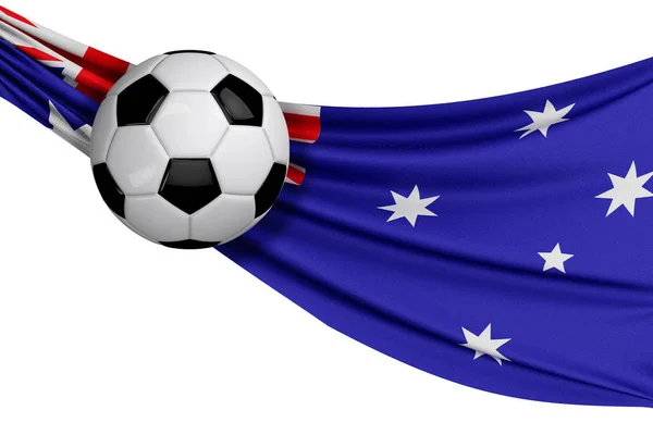 Le drapeau national de l'Australie avec un ballon de football. Supplément de football — Photo