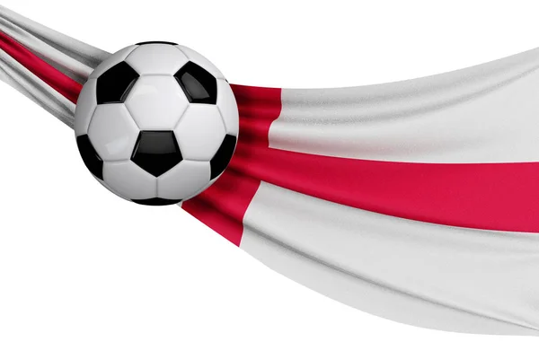 La bandera nacional de Inglaterra con una pelota de fútbol. Apoyo al fútbol —  Fotos de Stock