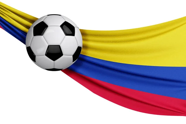 De nationale vlag van Colombia met een voetbal. Voetbal Suppo — Stockfoto