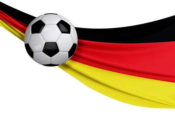 Die deutsche Nationalflagge mit einem Fußballball. Fußballunterstützer — Stockfoto