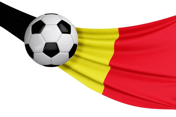 The national flag of Belgium with a soccer ball. Football suppor — Stock Photo, Image