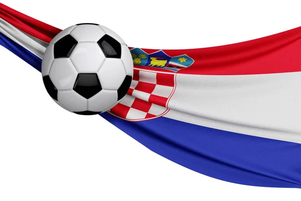 De nationale vlag van Kroatië met een voetbal. Voetbal steun — Stockfoto