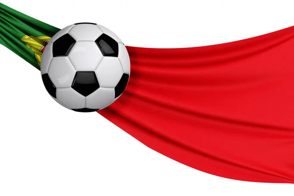 The national flag of Portugal with a soccer ball. Football suppo — Stock Photo, Image