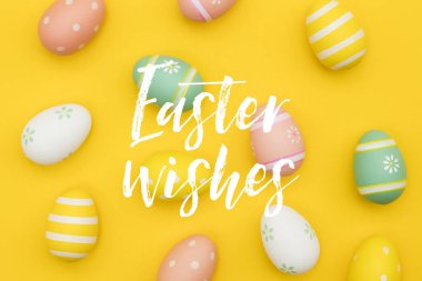 El yazısı paskalya mesajı ile renkli paskalya yumurtaları