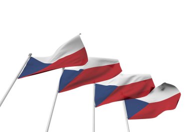 Çek Cumhuriyeti beyaz arka plan ile üst üste bayrakları. 3d Render