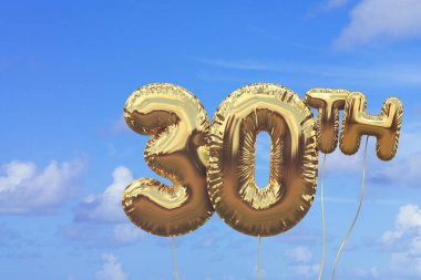 Altın sayısı 30 parlak mavi summe karşı folyo doğum günü balonu