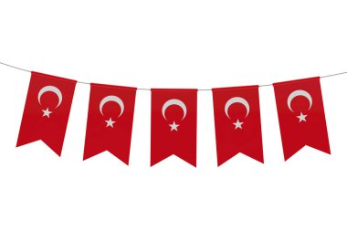 Turkey national flag festive bunting against a plain white backg clipart