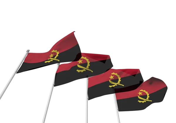 安哥拉国旗在一排白色背景。3d 渲染 — 图库照片