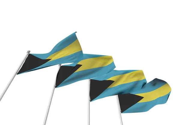 Bahamas flagg på rad med hvit bakgrunn. 3D-gjengivelse – stockfoto