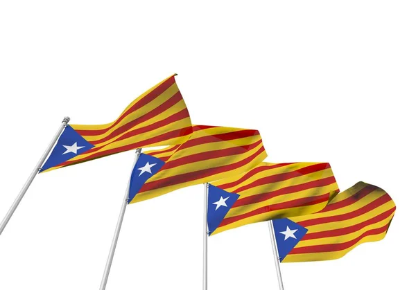 Catalan flags in a row with a white background. 3D Rendering — Stock Photo, Image