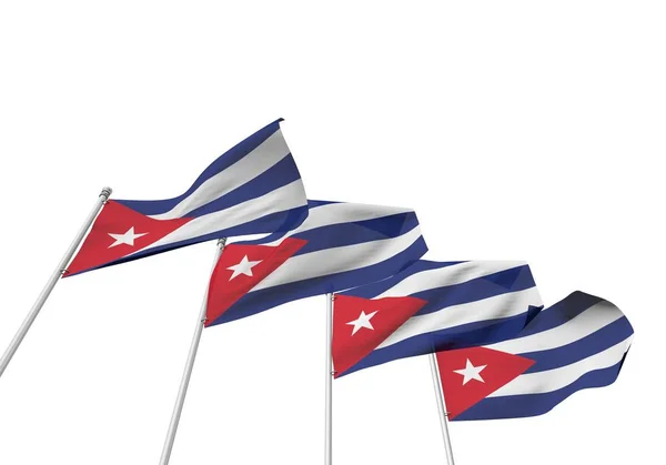 Kuba zászlók egy sorban, fehér háttérrel. 3D renderelés — Stock Fotó