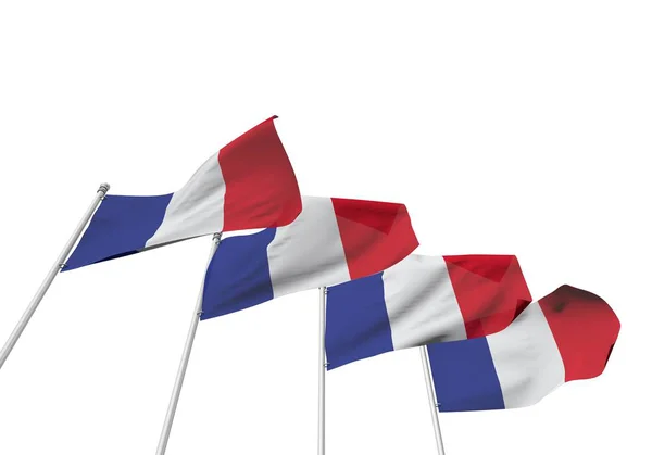 Франція прапори в ряд з білим фоном. 3D-рендерінг — стокове фото