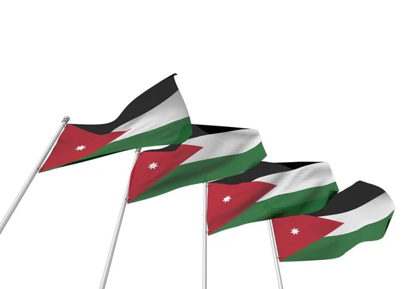 Jordan flags in a row with a white background. 3D Rendering — Stock Photo, Image