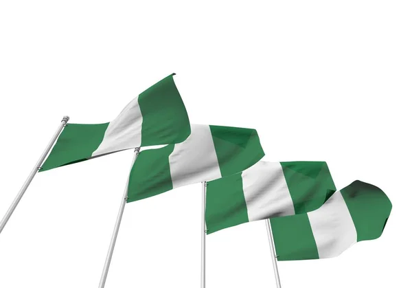 Nigeria banderas en fila con un fondo blanco. Renderizado 3D — Foto de Stock