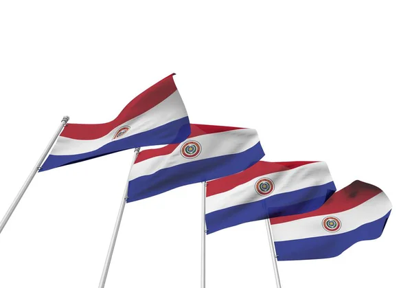 Paraguay flags in a row with a white background. 3D Rendering — Stock Photo, Image