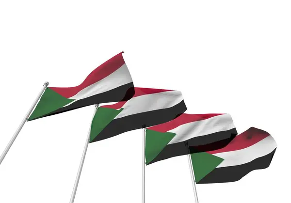 Sudan flags in a row with a white background. 3D Rendering — Stock Photo, Image