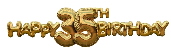 Joyeux 35e anniversaire feuille d'or ballon fond de salutation. 3D Re — Photo