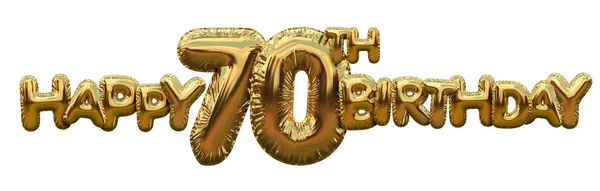 Happy 70th birthday gold foil balloon greeting background. 3D Re — Stock Photo, Image