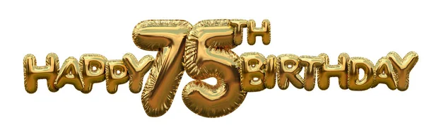 Joyeux 75e anniversaire feuille d'or ballon fond de salutation. 3D Re — Photo