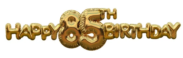 Happy 85th birthday gold foil balloon greeting background. 3D Re — Stock Photo, Image