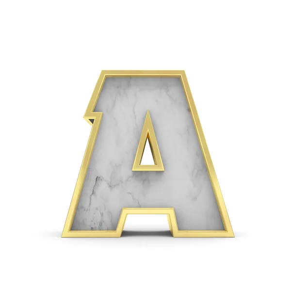 Letter A. Marble and gold lettering font. 3D Rendering — Stock Photo, Image