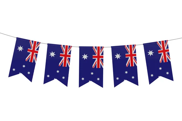 澳大利亚国旗节日彩旗对一个纯白的巴 — 图库照片
