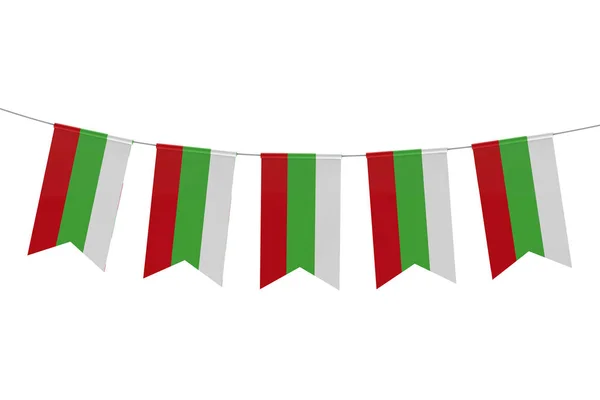 Bandera nacional de Bulgaria banderín festivo contra un bac blanco llano —  Fotos de Stock