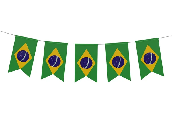 Drapeau national du Brésil bruant festif contre un fond blanc uni — Photo